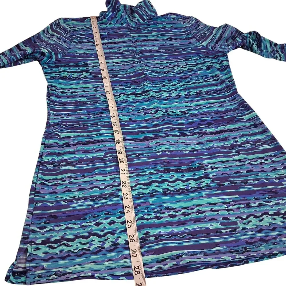 Lands End Rash Guard Cover-Up Womens XS UPF 50+ Pockets Long Sleeve Mini Dress